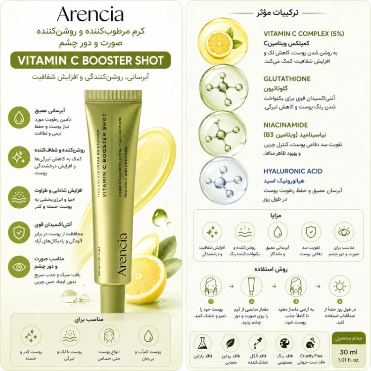 کرم روشنکننده صورت آرنچیا مدل Vitamin C Booster Shot